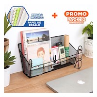 Pack12 Torre de Rejilla 26x8x13 cm de Negro para Gente que Ama el Orden Sano Y+Papel Regalo